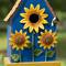 Glitzhome® 52.5" Blue Metal Sunflower Decorative Garden Birdhouse with Stake